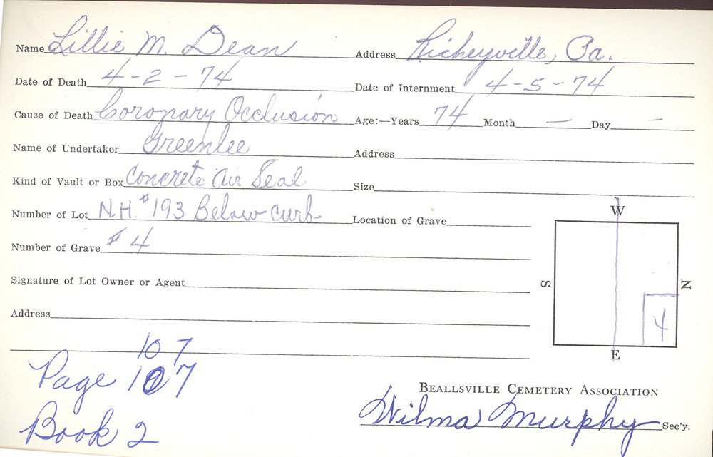 burial card